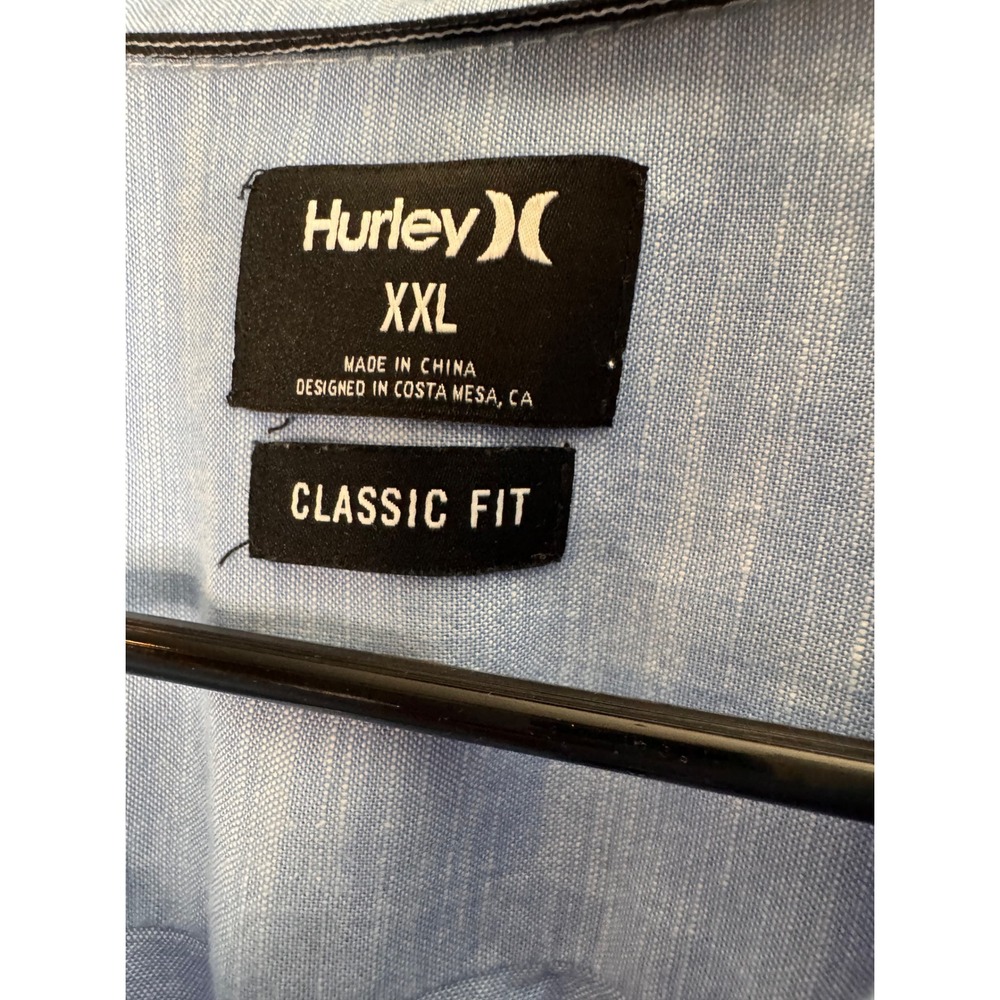 Hurley Mens‎ XXL Blue Classic Fit Short Sleeve Button Down Shirt - Picture 3 of 6